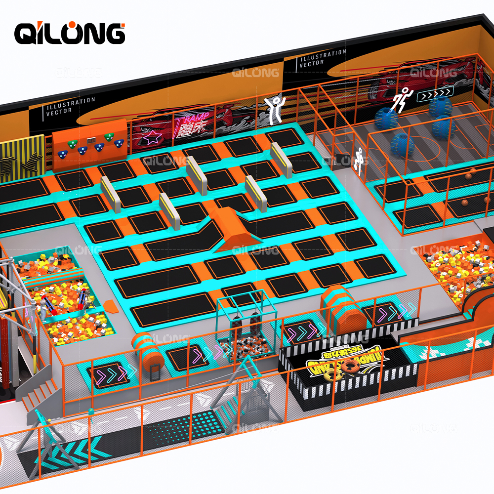  Indoor Play Park Ninja Warrior Trampoline Park by QiLong Amusement