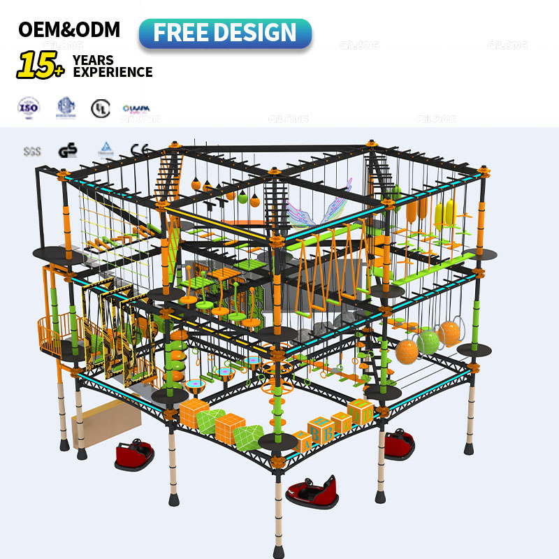 Rope Course Indoor Amusement Park Adventure Play Equipment Indoor Rope Ninja Warrior Obstacle Facilities