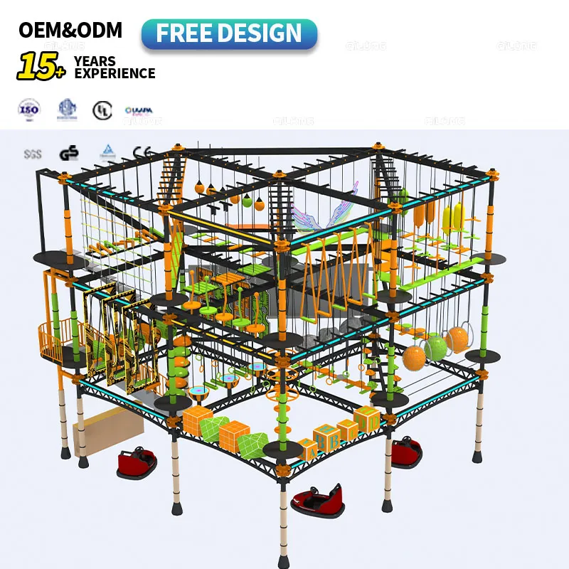 Rope Course Indoor Amusement Park Adventure Play Equipment Indoor Rope Ninja Warrior Obstacle Facilities