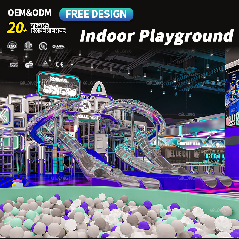 Commercial Custom Indoor Playground Equipment for Kids With Big Slide Soft Play and Climbing Rope Course Play Zone