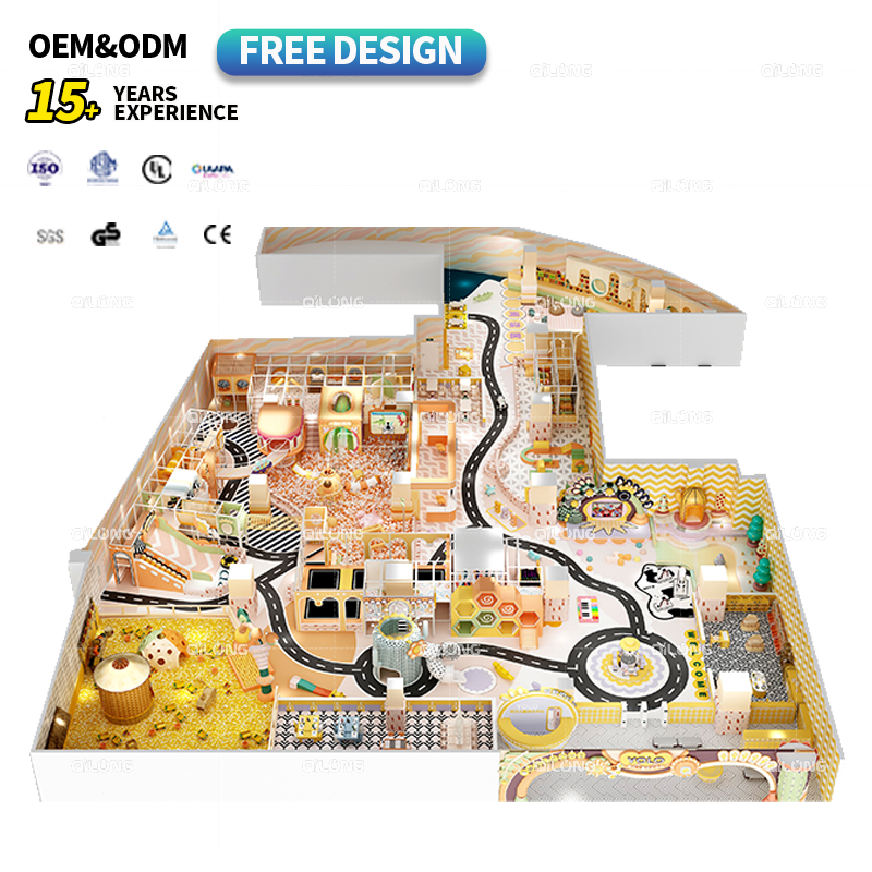 Children's Indoor Playground Equipment Soft Play Center with Slides and Trampoline for Shopping Malls and Kid's Play Centers