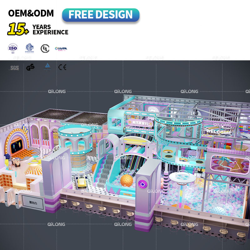 Kids Area Neon Amusement Park Indoor Playground Factory Custom Soft Play Equipment with LED Slide 